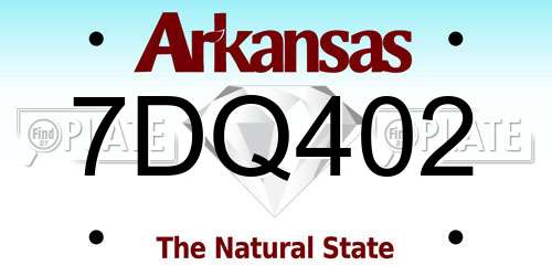 7DQ402 Arkansas License Plate