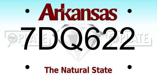 7DQ622 Arkansas License Plate