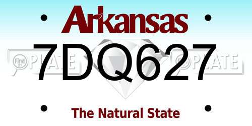7DQ627 Arkansas License Plate