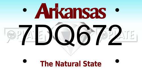 7DQ672 Arkansas License Plate