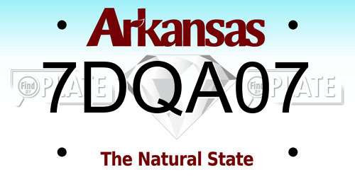 7DQA07 Arkansas License Plate