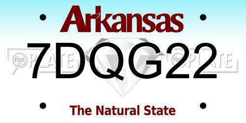7DQG22 Arkansas License Plate