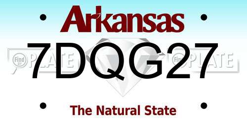 7DQG27 Arkansas License Plate