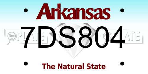 7DS804 Arkansas License Plate