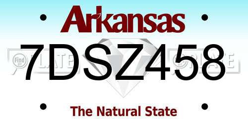 7DSZ458 Arkansas License Plate