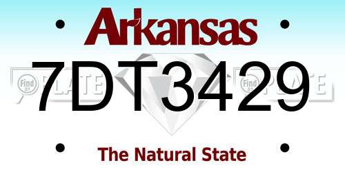 7DT3429 Arkansas License Plate