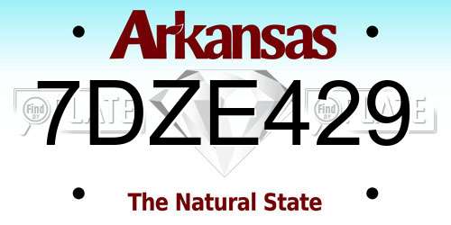 7DZE429 Arkansas License Plate