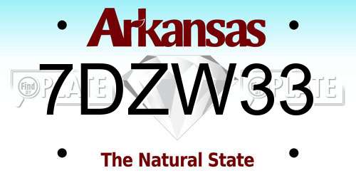 7DZW33 Arkansas License Plate