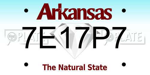 7E17P7 Arkansas License Plate