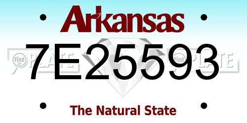 7E25593 Arkansas License Plate
