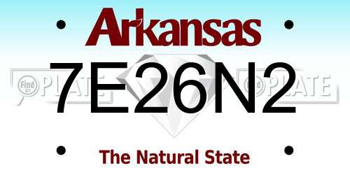 7E26N2 Arkansas License Plate