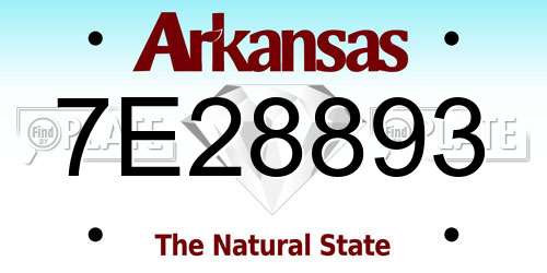 7E28893 Arkansas License Plate