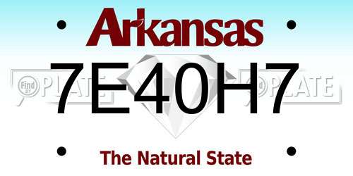 7E40H7 Arkansas License Plate