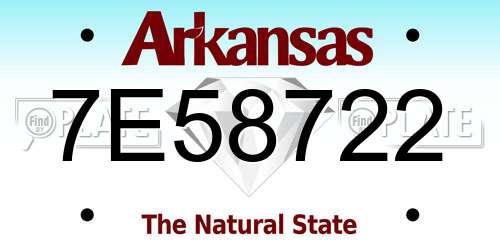 7E58722 Arkansas License Plate