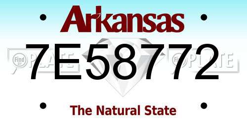 7E58772 Arkansas License Plate