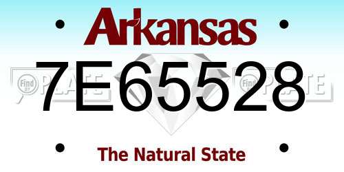7E65528 Arkansas License Plate