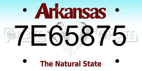 7E65875 Arkansas License Plate