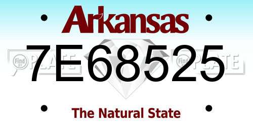 7E68525 Arkansas License Plate