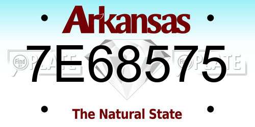7E68575 Arkansas License Plate