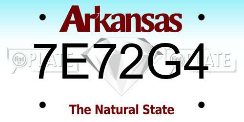 7E72G4 Arkansas License Plate