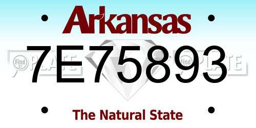 7E75893 Arkansas License Plate