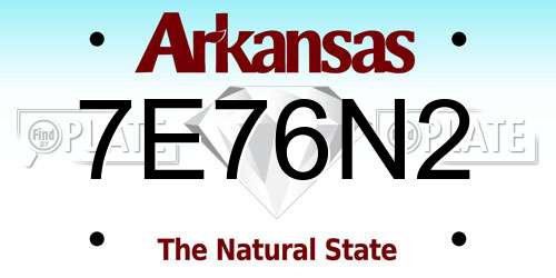 7E76N2 Arkansas License Plate