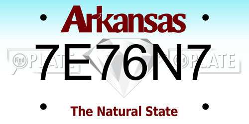 7E76N7 Arkansas License Plate