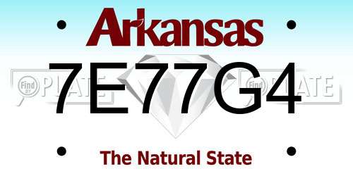 7E77G4 Arkansas License Plate
