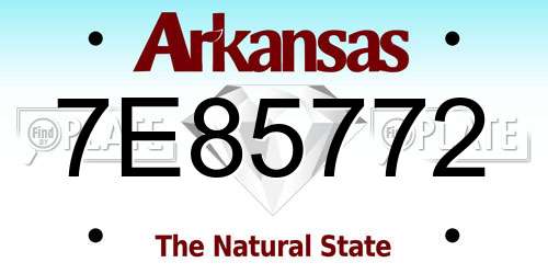 7E85772 Arkansas License Plate