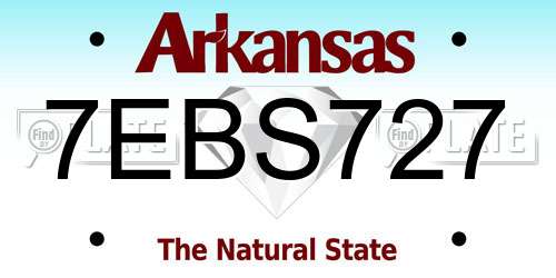 7EBS727 Arkansas License Plate