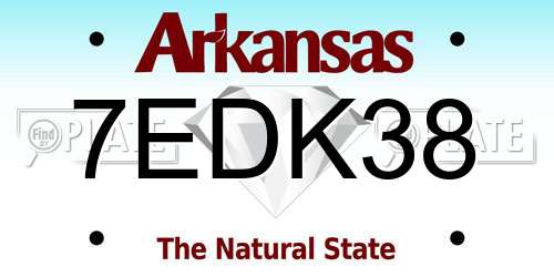 7EDK38 Arkansas License Plate