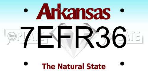 7EFR36 Arkansas License Plate