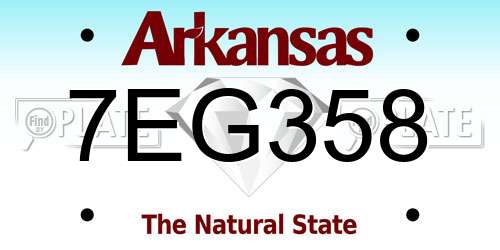 7EG358 Arkansas License Plate
