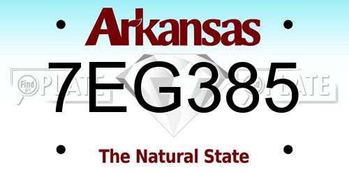 7EG385 Arkansas License Plate