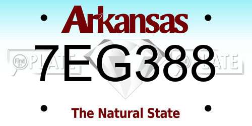 7EG388 Arkansas License Plate