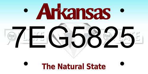 7EG5825 Arkansas License Plate