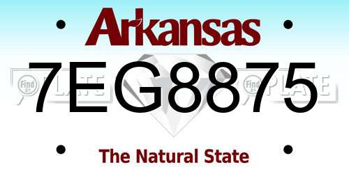 7EG8875 Arkansas License Plate