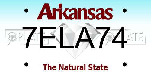 7ELA74 Arkansas License Plate