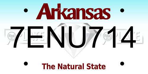 7ENU714 Arkansas License Plate
