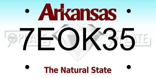 7EOK35 Arkansas License Plate