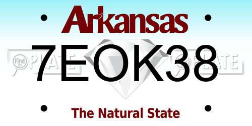 7EOK38 Arkansas License Plate