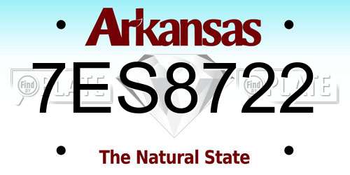 7ES8722 Arkansas License Plate