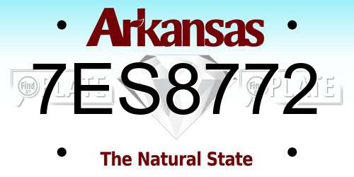 7ES8772 Arkansas License Plate