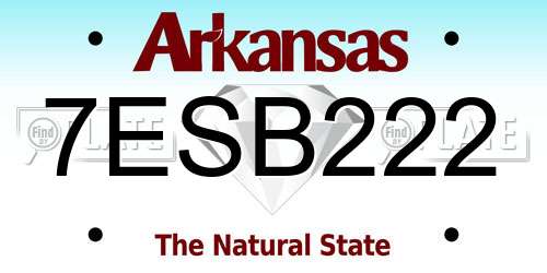 7ESB222 Arkansas License Plate