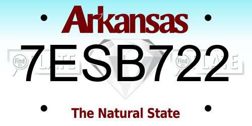 7ESB722 Arkansas License Plate