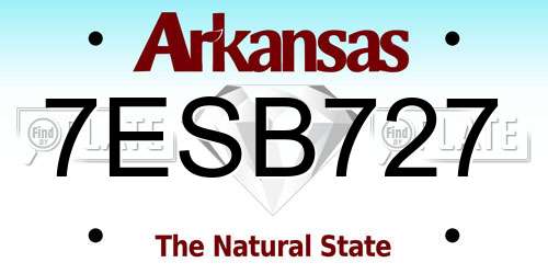 7ESB727 Arkansas License Plate