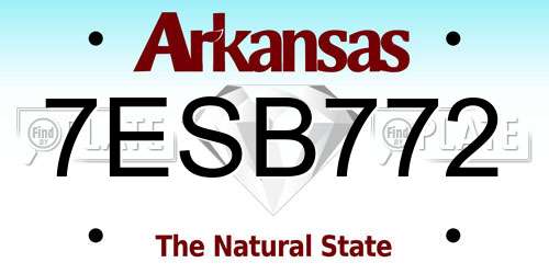 7ESB772 Arkansas License Plate