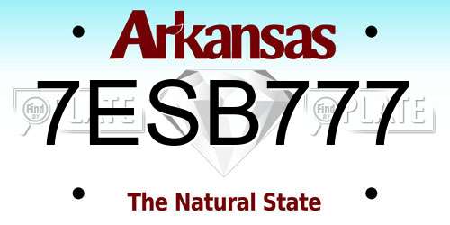 7ESB777 Arkansas License Plate