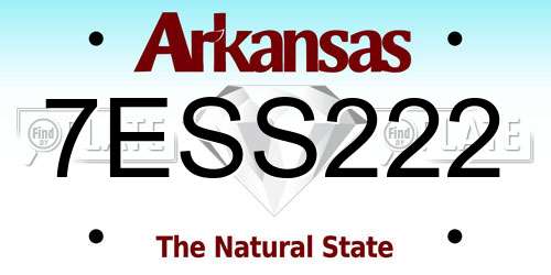 7ESS222 Arkansas License Plate