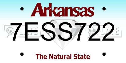 7ESS722 Arkansas License Plate